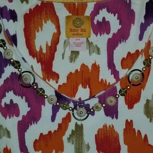 Ruby Rd. Tops - Ruby Rd. Women's Colorful Pullover V-Neck Top, 2X Ruby Rd. Tops - Ruby Rd. Women's Colorful Pullover V-Neck Top, 2X
